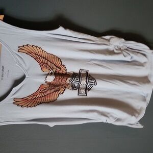 Harley Davidson xl baby blue tank with cinched sides